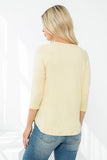 Perfect Peach - YMT20073V-3/4 SLEEVE ROUND HEM SOLID TOP: S / Banana