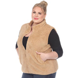 Plus Size Zip up sherpa vest: 2X / Black