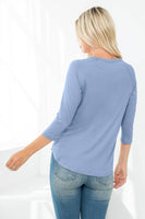 Perfect Peach - YMT20073V-3/4 SLEEVE ROUND HEM SOLID TOP: M / Banana