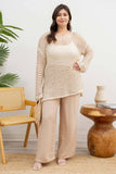 Blu Pepper - PLUS OVERSIZED SHEER CROCHET PULLOVER: NATURAL