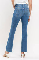 VERVET by FLYING MONKEY - MID RISE CLEAN CUT RAW HEM ANKLE BOOTCUT JEANS T6204: WELL-ROUNDED / 26