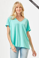 Dear Scarlett - PLUS SIZE Easy Basic Wrinkle Free Top With V Neckline: Neon Yellow / 2X