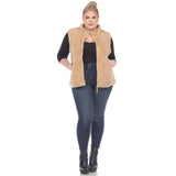 Plus Size Zip up sherpa vest: 3X / Sheep Grey