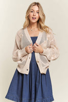 ADORA LA - CESW3607 - LIGHTWEIGHT FLORAL SWEATER CARDIGAN: S / CHARCOAL