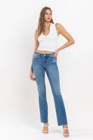 VERVET by FLYING MONKEY - MID RISE CLEAN CUT RAW HEM ANKLE BOOTCUT JEANS T6204: WELL-ROUNDED / 28