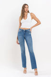 VERVET by FLYING MONKEY - MID RISE CLEAN CUT RAW HEM ANKLE BOOTCUT JEANS T6204: WELL-ROUNDED / 25