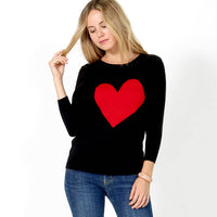 42POPS - ..Sweet heart valentine fitted pullover sweater: S / BLUSH/GREY-23026