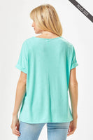 Dear Scarlett - PLUS SIZE Easy Basic Wrinkle Free Top With V Neckline: Neon Yellow / 3X