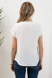 Blu Pepper - FLORAL EMBROIDERY SCALLOP LACE TRIM BLOUSE: WHITE