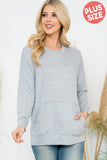 Perfect Peach - YMT20011XV-PLUS SIZE LONG SLEEVE FRENCH TERRY TOP: 2X / Heather Grey Light