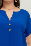 Blu Pepper - PLUS  BUTTON FRONT SHORT SLEEVE WOVEN TOP: ORANGE