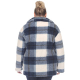 Plus Size Plaid Shacket: 2X / Coffee/White