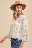 anniewear - SCALLOP EDGE CROCHET SWEATER TOP_ASW1719: SM / NATURAL