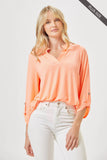 Dear Scarlett - PLUS SIZE Lizzy 3/4 Wrinkle Free Top: XL / Neon Orange