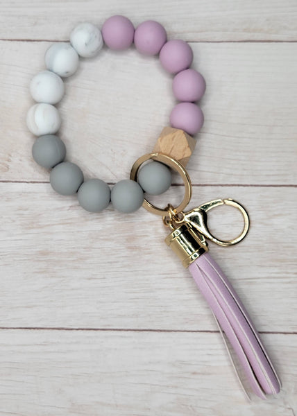 The Wristlet Bar - #18 Lavender / Grey / White Silicone Wristlet Keychain