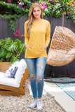 Perfect Peach - YMT20011V-LONG SLEEVE FRENCH TERRY TOP WITH KANGAROO POCKET: L / Mustard