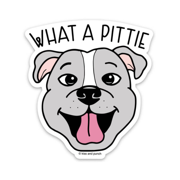 Kiss and Punch - 3 Inch Cute What a Pittie Dog Diecut Vinyl Sticker