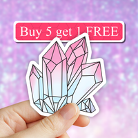 Neya Sticker Shop - Pink Crystal Sticker, Crystal gem stone decal, beach finds