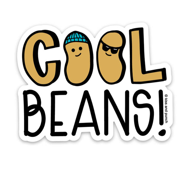 Kiss and Punch - 3 Inch Cool Beans Diecut Vinyl Sticker