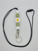 Kendra's Designs - White Daisy Flower Lanyard | Teacher Lanyard | Badge Holder