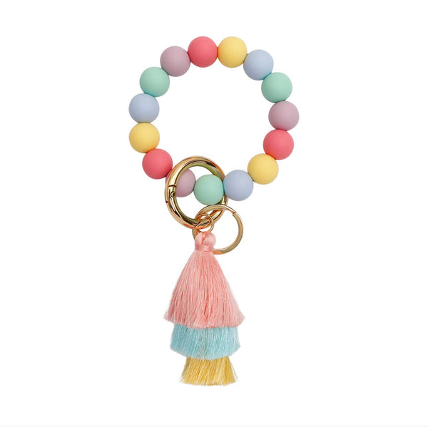 Mavi Bandz - Pastel Rainbow Tassel Keychain Silicone Wristlet for Summer