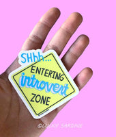 Lucky Sardine - Funny Introvert Caution Sign Comfort Zone Vinyl Sticker