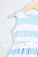 Perfect Peach - PPD10436TK-KIDS ROUND NECK STRIPES A-LINE DRESS