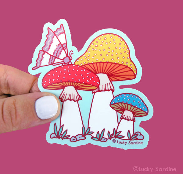 Lucky Sardine - Mushroom Toadstool, Moth Vinyl Sticker