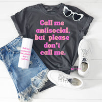 Mugsby - Call me Antisocial, Funny Graphic Tee, Funny Shirt