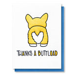 Kiss and Punch - Thanks A Buttload Corgi Butt Letterpress Card