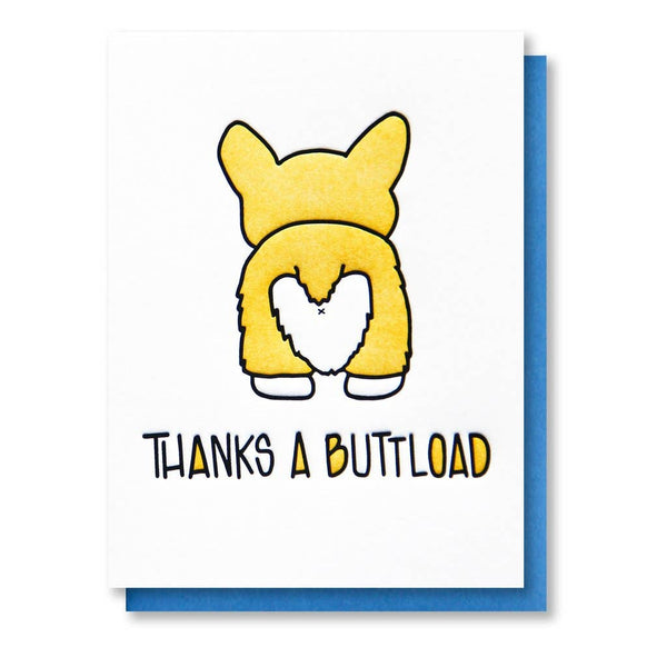 Kiss and Punch - Thanks A Buttload Corgi Butt Letterpress Card