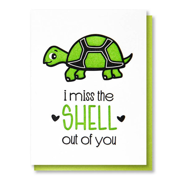 Kiss and Punch - Miss the Shell Out of You Turtle Letterpress Card