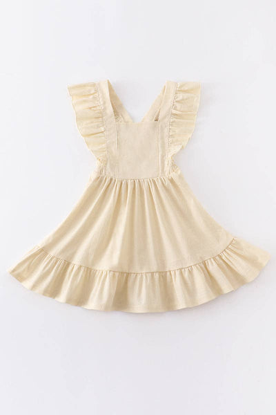 Honeydew - White flutter trim ruffle dress