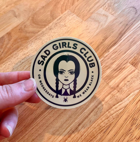 Graceful Darkness, LLC - Sad Girls Club, Wednesday Addams, Vinyl Sticker