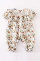 Honeydew - Sunflower smocked baby romper