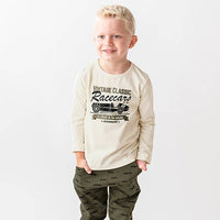 RuffleButts - Boys Heather Oatmeal Graphic Tee