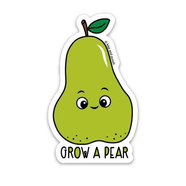 Kiss and Punch - 3 Inch Grow a Pear Pun Vinyl Sticker