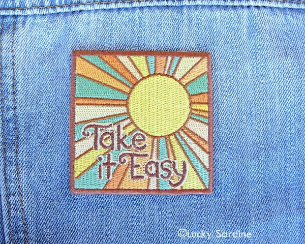 Lucky Sardine - TAKE IT EASY, Sunshine Embroidered Patch