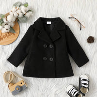 PatPat - Baby Boy/Girl Solid Lapel Double Breasted Wool Blend Coat