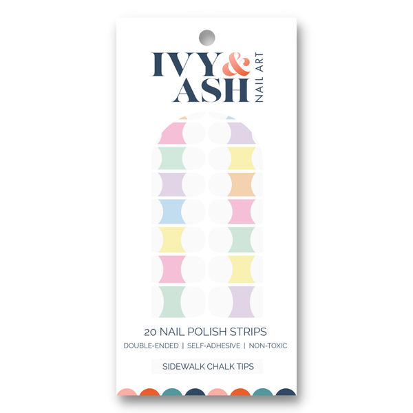 Ivy & Ash - Sidewalk Chalk Tips | Colorful Pastel French Tip Nail Wrap