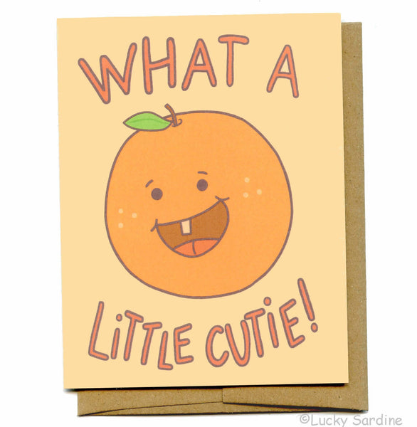 Lucky Sardine - What A Little Cutie, Orange Baby Greeting Card