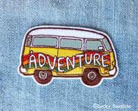 Lucky Sardine - Rainbow Hippie Van, ADVENTURE Embroidered Patch