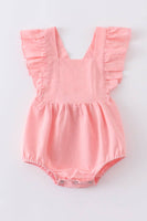 Honeydew - Pink flutter trim ruffle girl romper