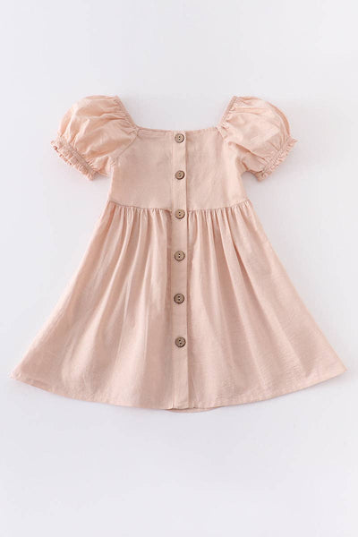 Honeydew - Beige buttons bubble sleeve dress