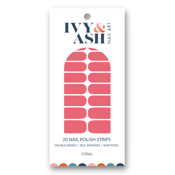 Ivy & Ash - Coral | Pink Coral Valentine's Day At Home Nail Wrap Set