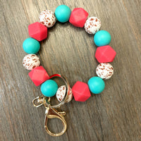 JILLIAN INK LLC - Pink Hex with Teal Silicone Beaded Keychain