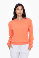 Mono B - Brushed Burnout Fleece Crew Neck: HOT CORAL / S:M:L (2:2:2)