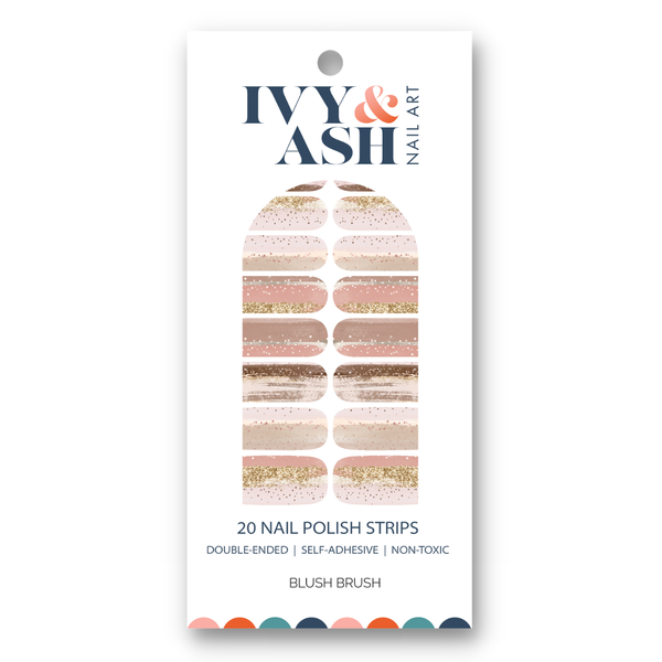 Ivy & Ash - Blush Brush | Neutral Brush Stroke Gold Glitter Nail Wrap