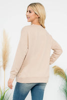 Perfect Peach - YMT20011V-LONG SLEEVE FRENCH TERRY TOP WITH KANGAROO POCKET: M / Stone