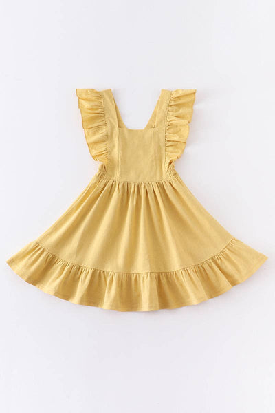 Honeydew - Mustard flutter trim ruffle dress